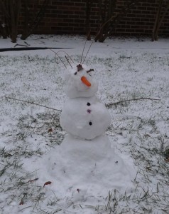toddler's first snowman