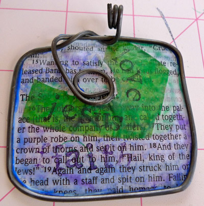 Faith wax and wire pendant front