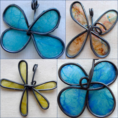 Spring Flowers wax and wire pendants by Maike's Marvels