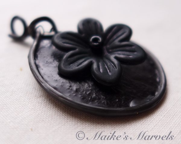 Black Flower Pendant by Maike's Marvels