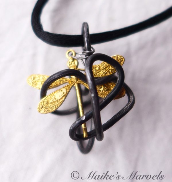 Pewter Dragonfly Cage Pendant by Maike's Marvels